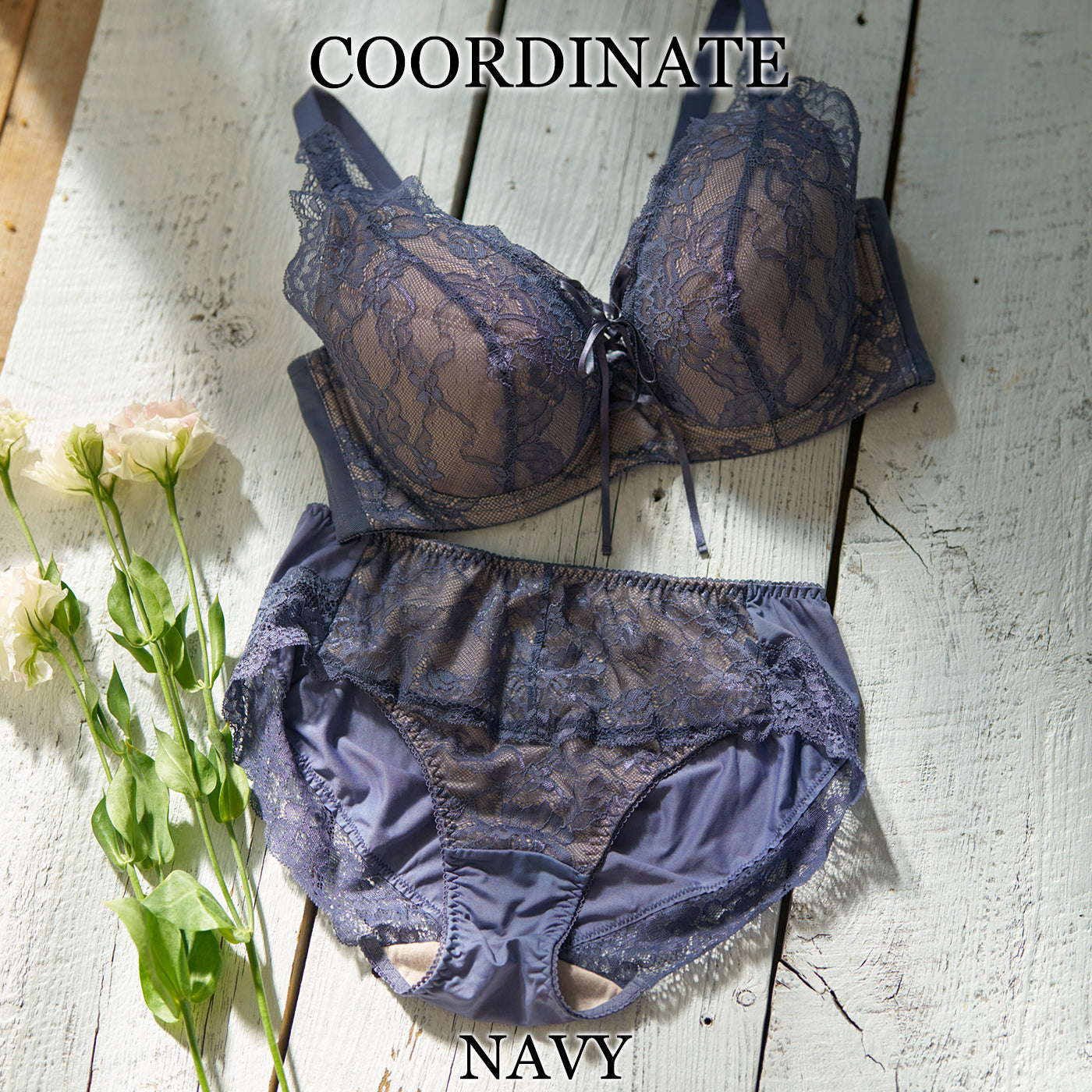 【LL〜5L】しっかりホールド・美胸キーパーペアショーツ(ネイビー)_90549-36
