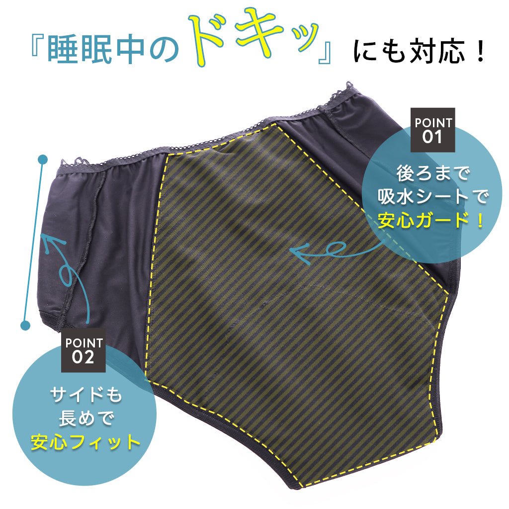 【3L~10L】 吸水型サニタリーショーツ(ブラック)_90573-51