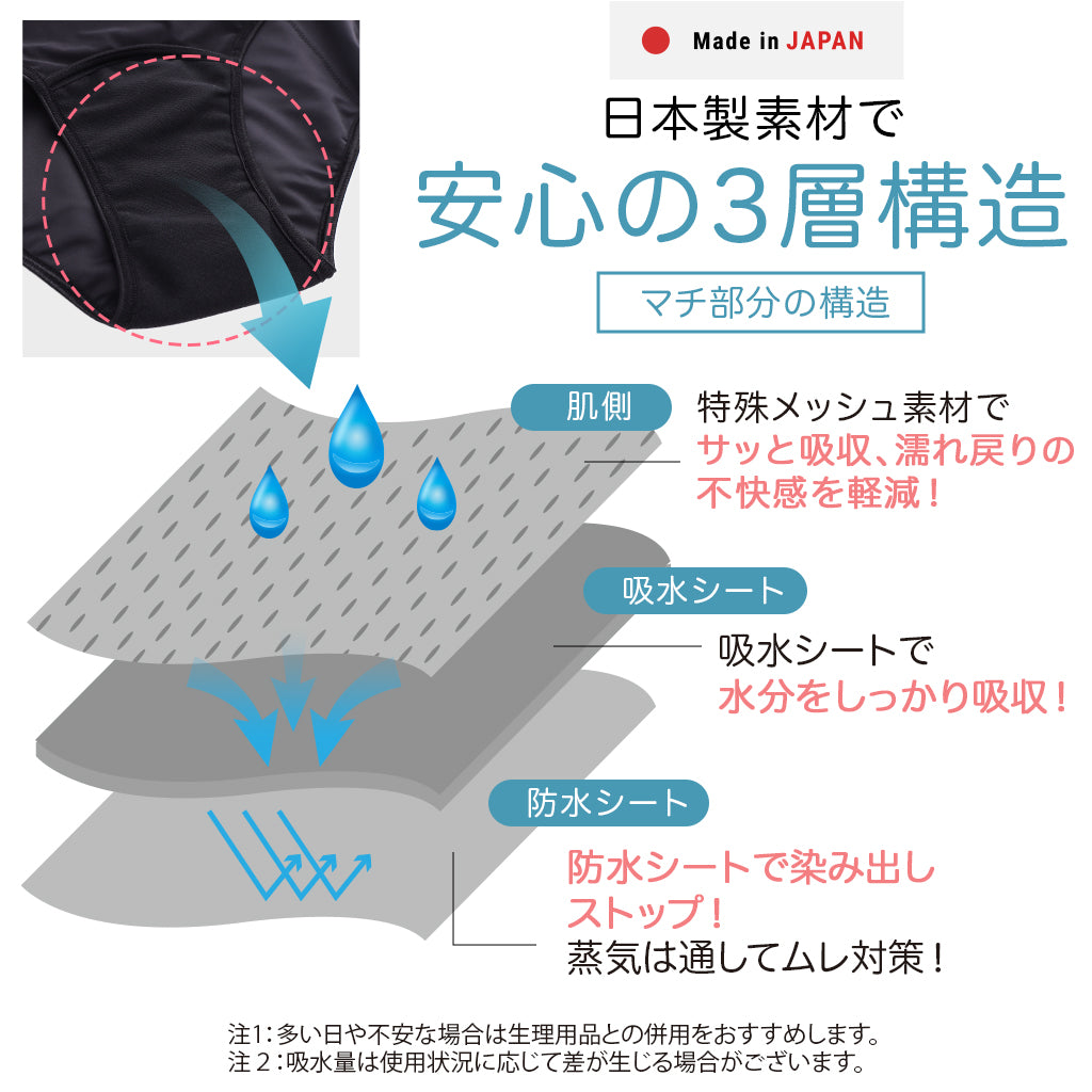 【3L~10L】 吸水型サニタリーショーツ(ブラック)_90573-51