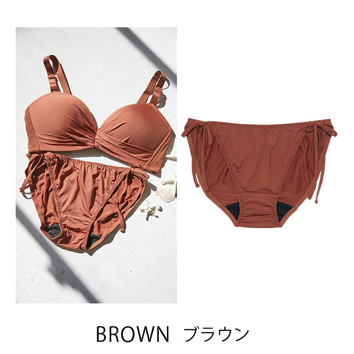 【3L~5L】楽してバストメイク・美胸ノンワイヤーペアひもショーツ_90362