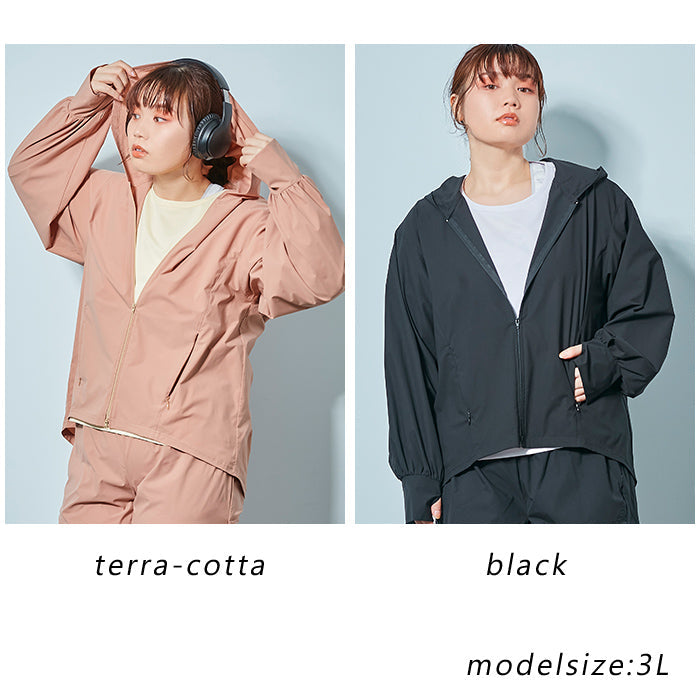 【3L~6L/吸水速乾・撥水・UVカット加工】UVカットダブルジップパーカー_90470