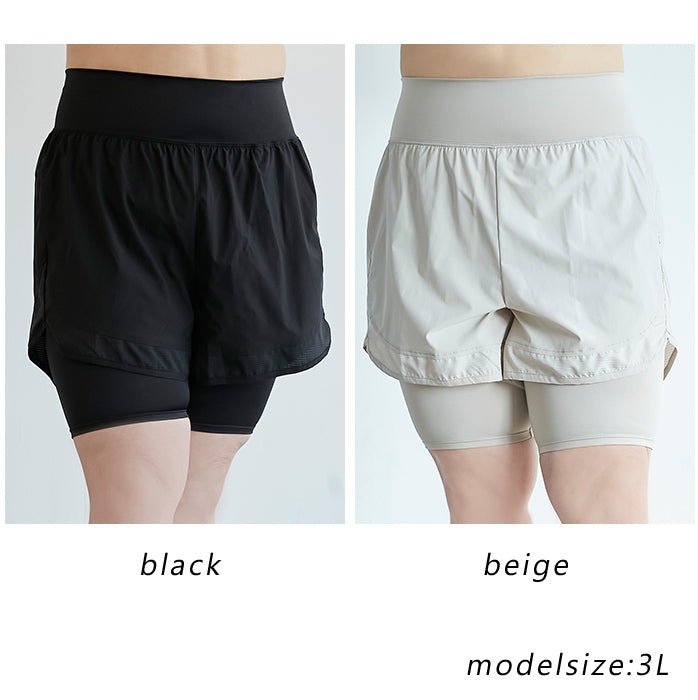 【3L~6L/吸水速乾・抗菌防臭加工】レイヤードショートパンツ_90471