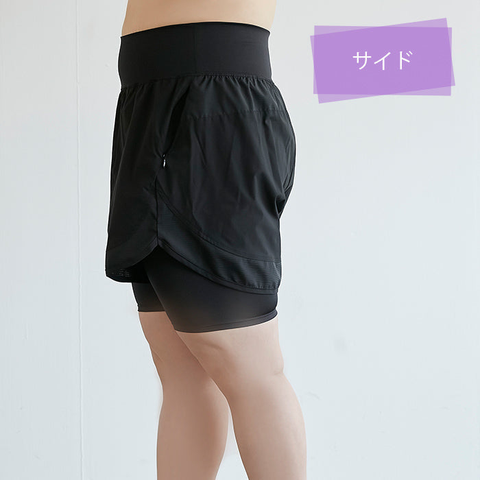 【3L~6L/吸水速乾・抗菌防臭加工】レイヤードショートパンツ_90471