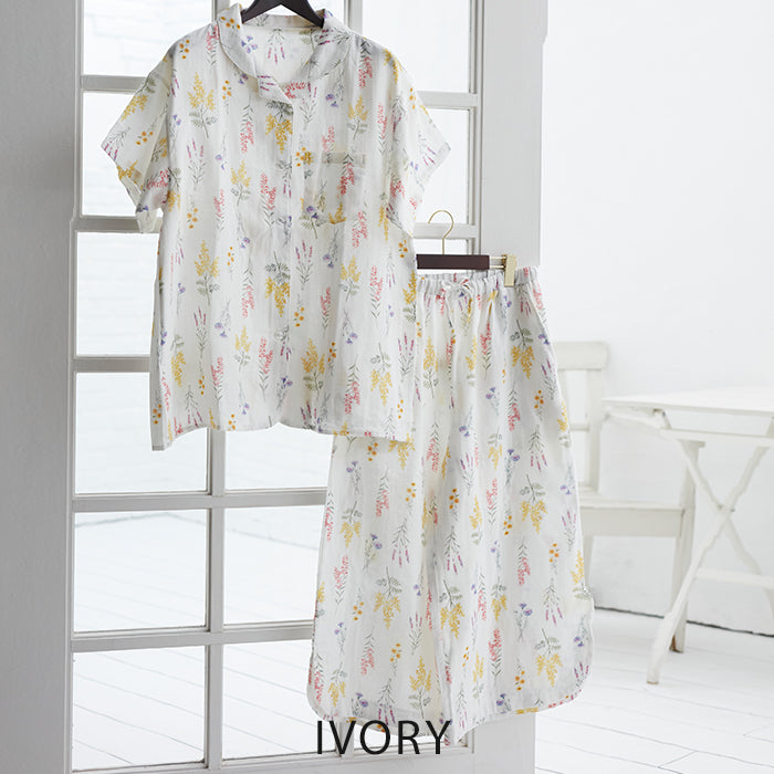 【3L~6L】ダブルガーゼルームウェア上下セット_90513