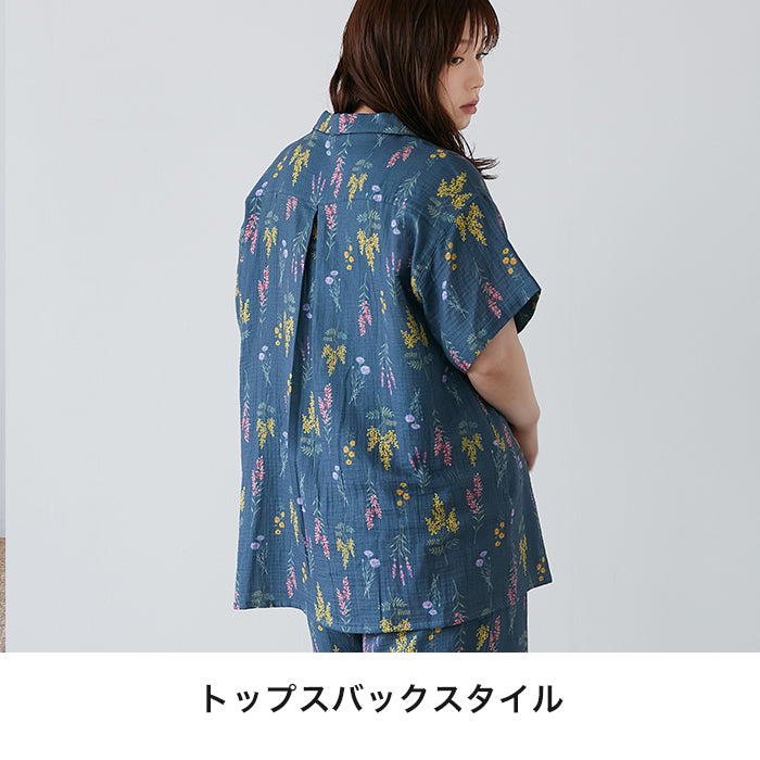 【3L~6L】ダブルガーゼルームウェア上下セット_90513