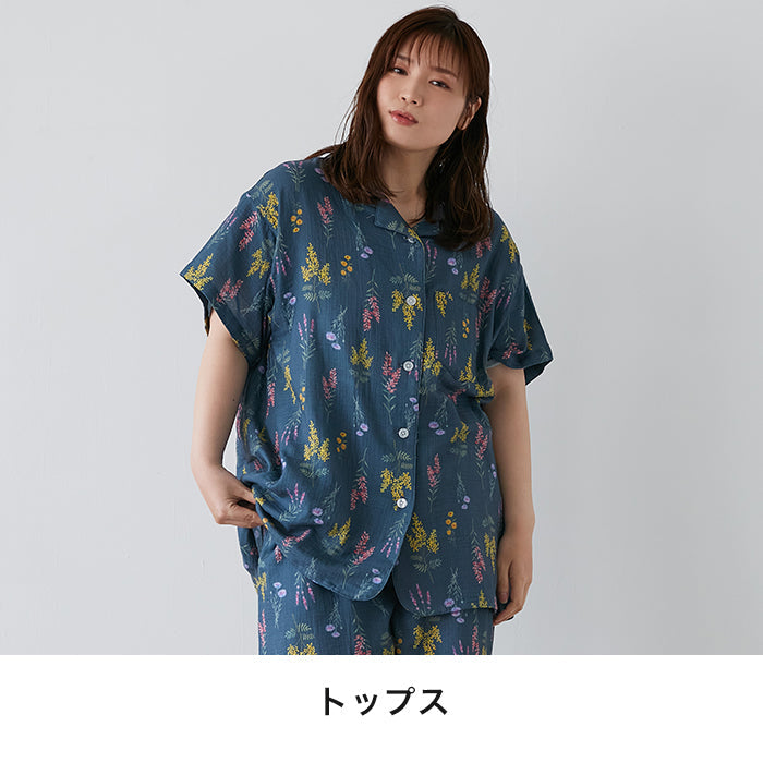 【3L~6L】ダブルガーゼルームウェア上下セット_90513