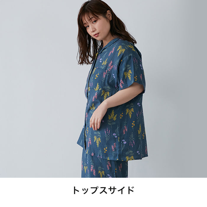 【3L~6L】ダブルガーゼルームウェア上下セット_90513