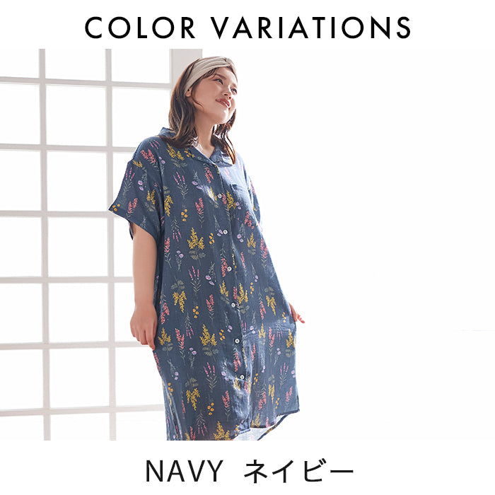 【3L~6L】ダブルガーゼシャツワンピース_90514