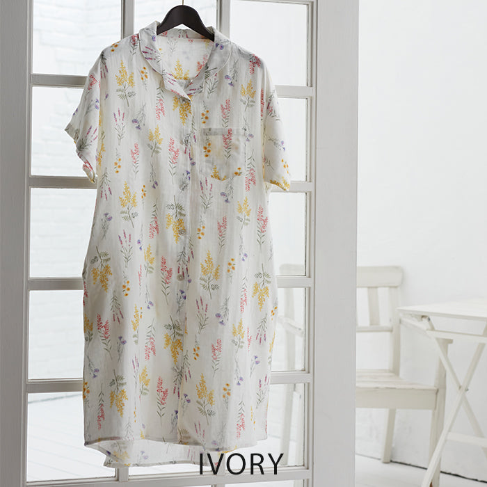 【3L~6L】ダブルガーゼシャツワンピース_90514