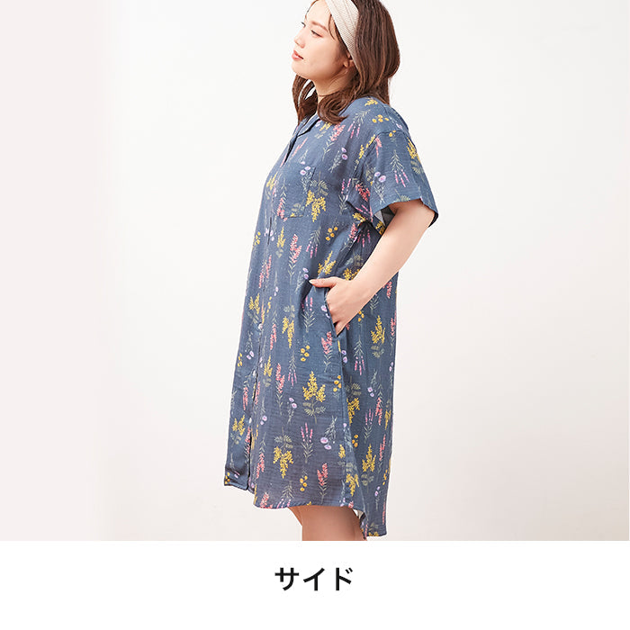 【3L~6L】ダブルガーゼシャツワンピース_90514