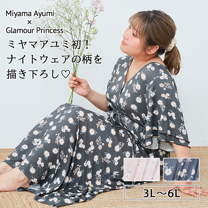 【3L~6L】レーヨンベア天ルームウェアワンピース_90516