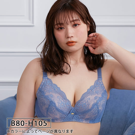 【B80〜H105】しっかりホールド・美胸キーパー3/4カップブラ（ブルー）_90379-33