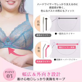 【B80〜H105】しっかりホールド・美胸キーパー3/4カップブラ（グリーン）_90379-27