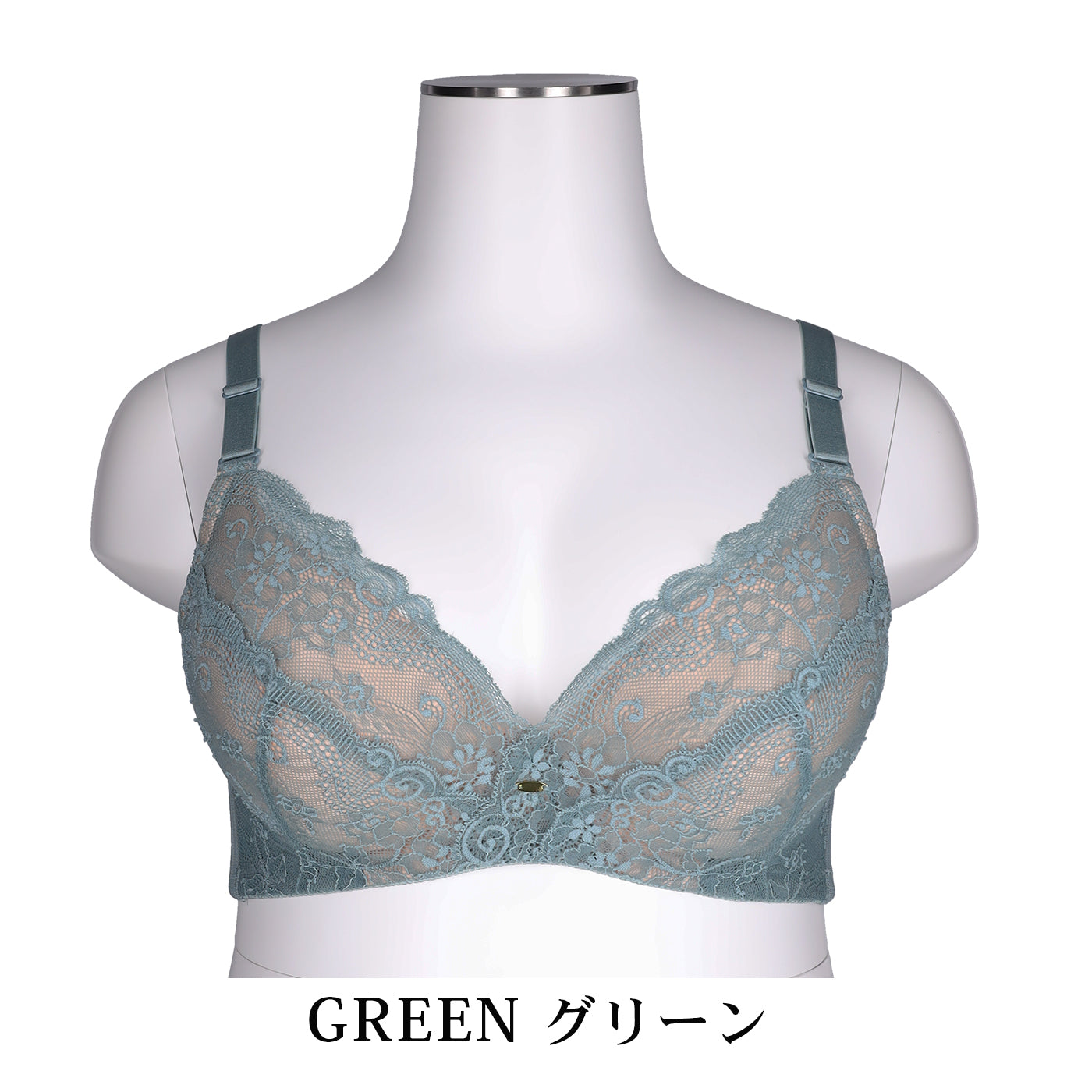 【B80〜H105】しっかりホールド・美胸キーパー3/4カップブラ（グリーン）_90379-27