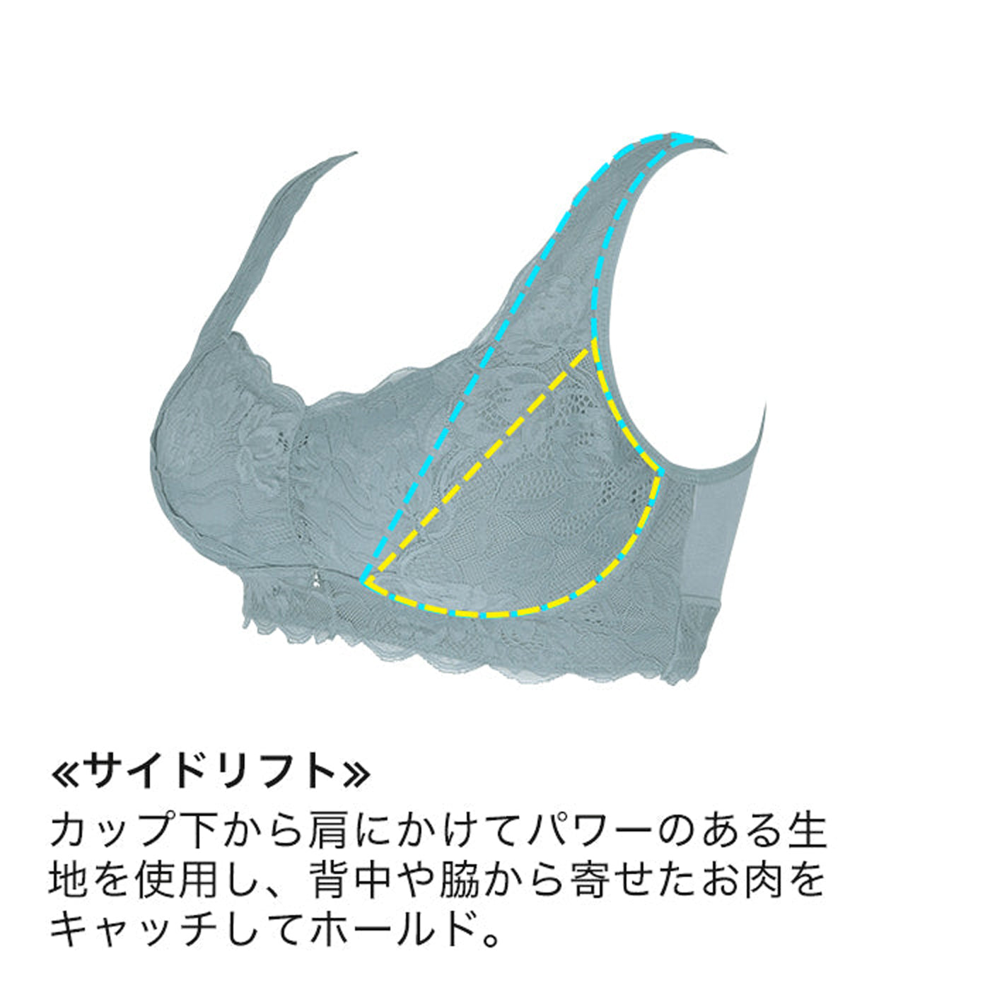 【LL～5L】Relaxina bra ノンワイヤー ブラジャー（ブルー）_90424-33