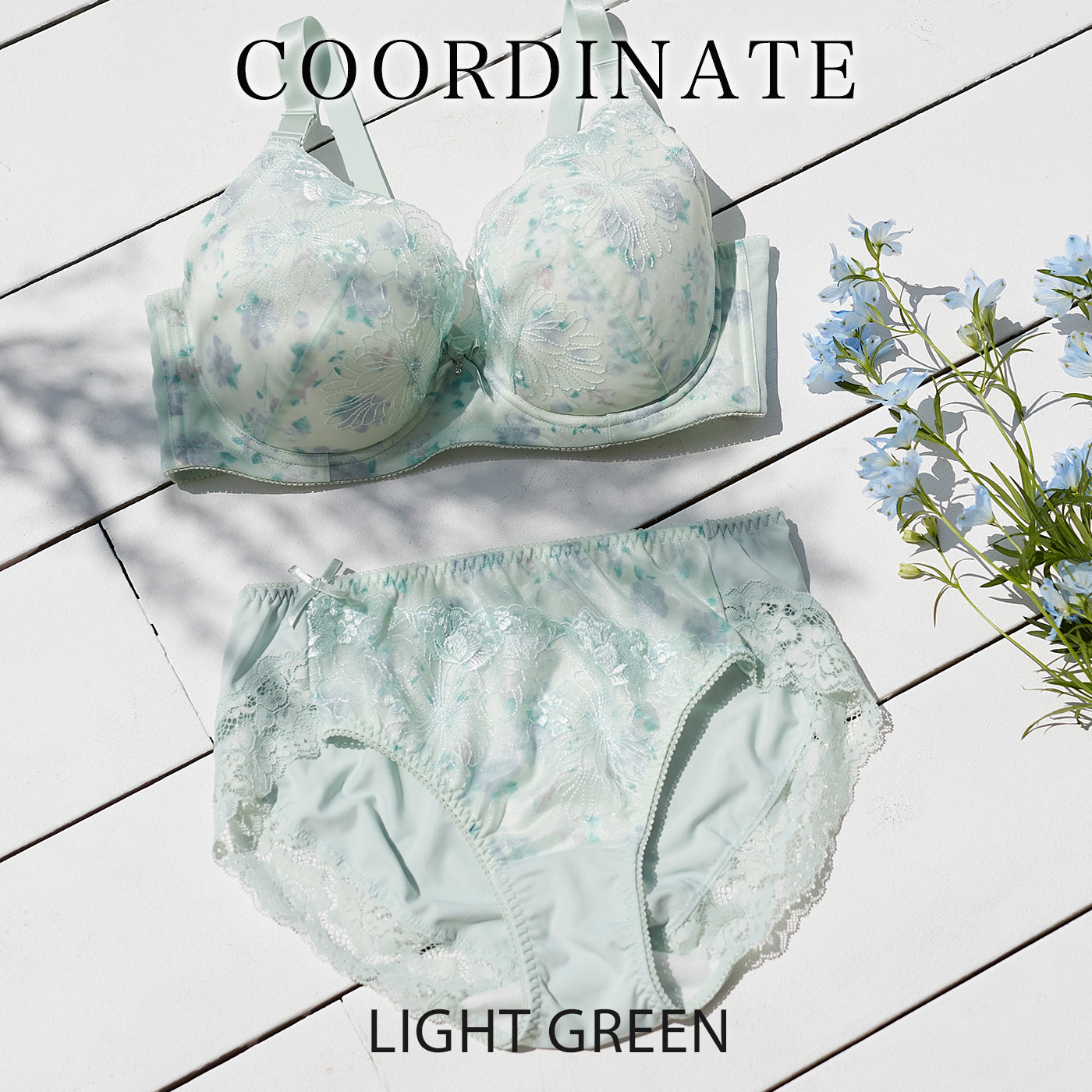 【B80～H105】しっかりホールド・美胸キーパー3/4カップブラ（ライトグリーン）_90477-28