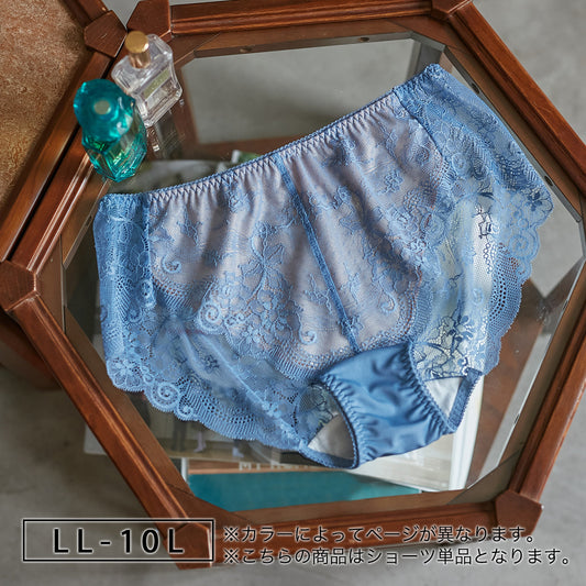 【LL～10L】しっかりホールド・美胸キーパーペア総レースショーツ（ブルー）_90482-33