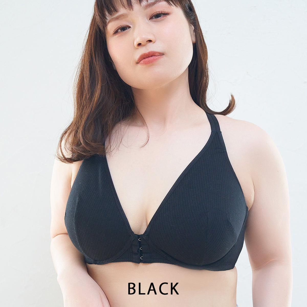 【E85〜G95】フロントホックフルカップブラジャー（ブラック）_90508-51
