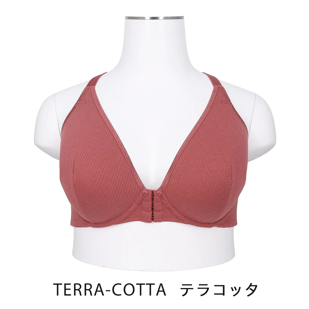 【E85〜G95】フロントホックフルカップブラジャー（テラコッタ）_90508-18