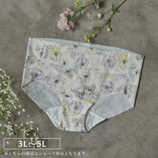 【3L〜5L】つるんとワイヤー入りモールドブラペアソフト補整ショーツ（アイボリー）_90511-44