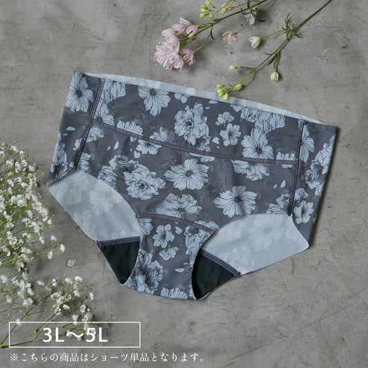 【3L〜5L】つるんとワイヤー入りモールドブラペアソフト補整ショーツ（チャコール）_90511-47