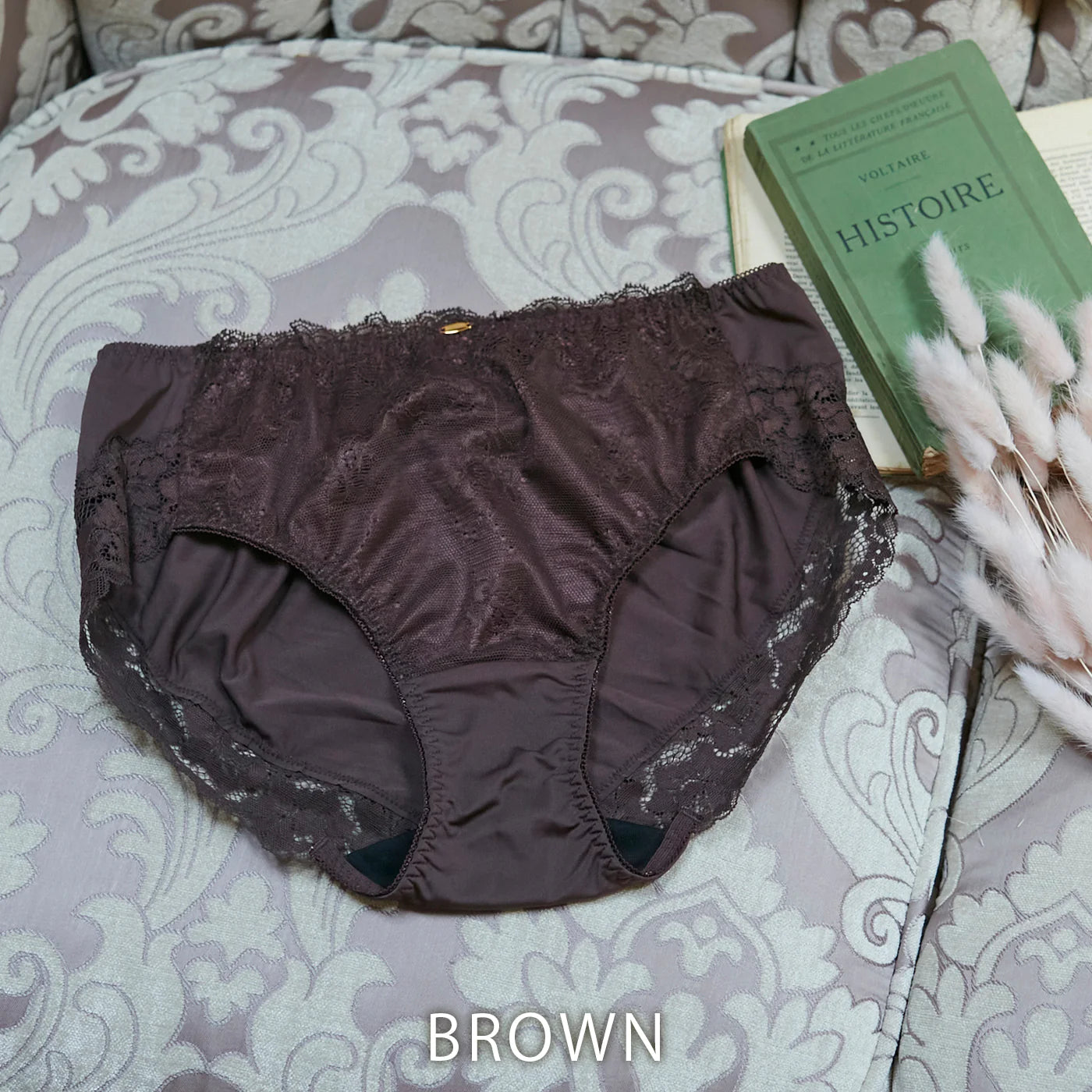 ≪Winter Sale 10%OFF≫【3L〜5L】デコルリッチブラペアショーツ（ブラウン）_90524-57