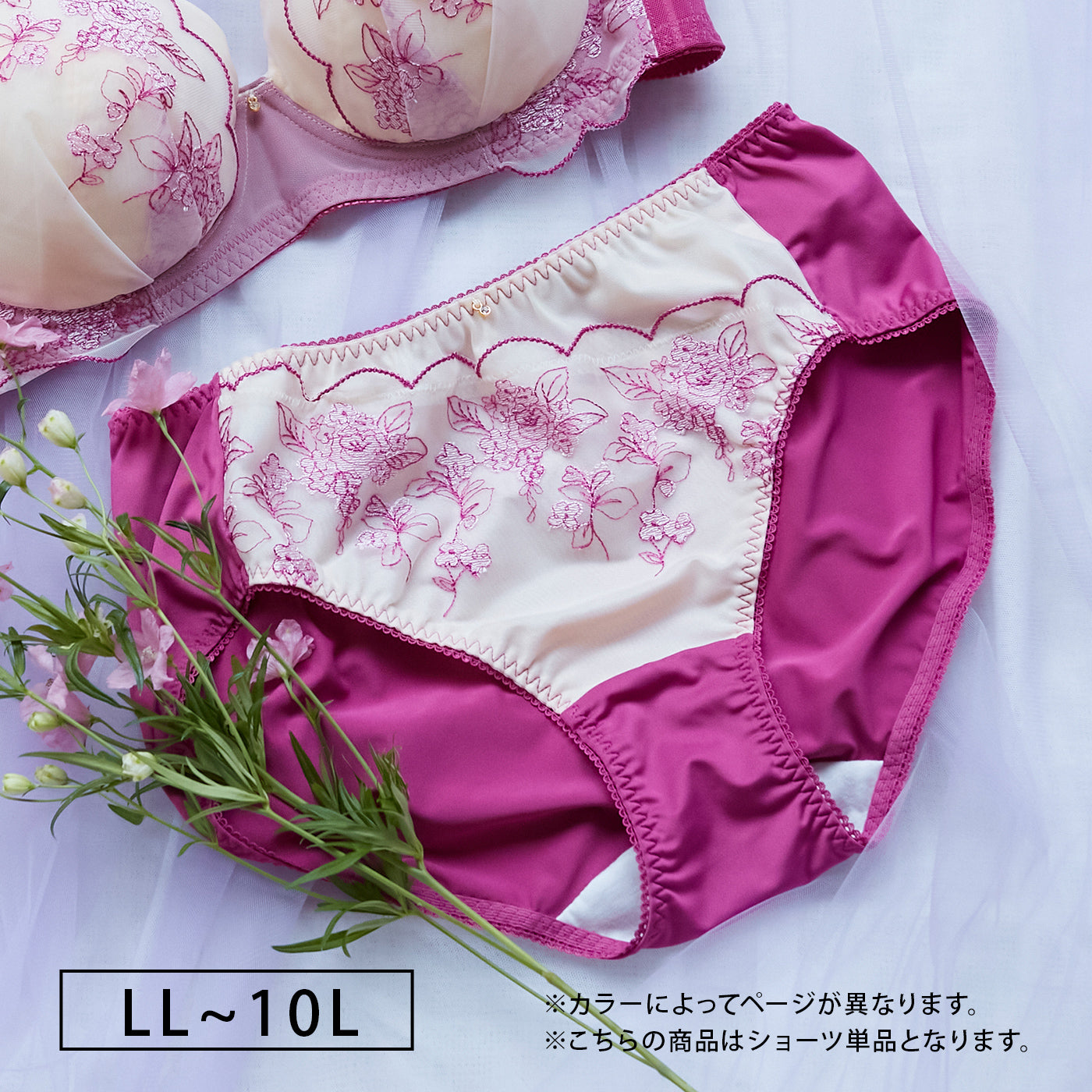 【LL～10L】しっかりホールド・美胸キーパーペアショーツ（ローズ）_90547-41