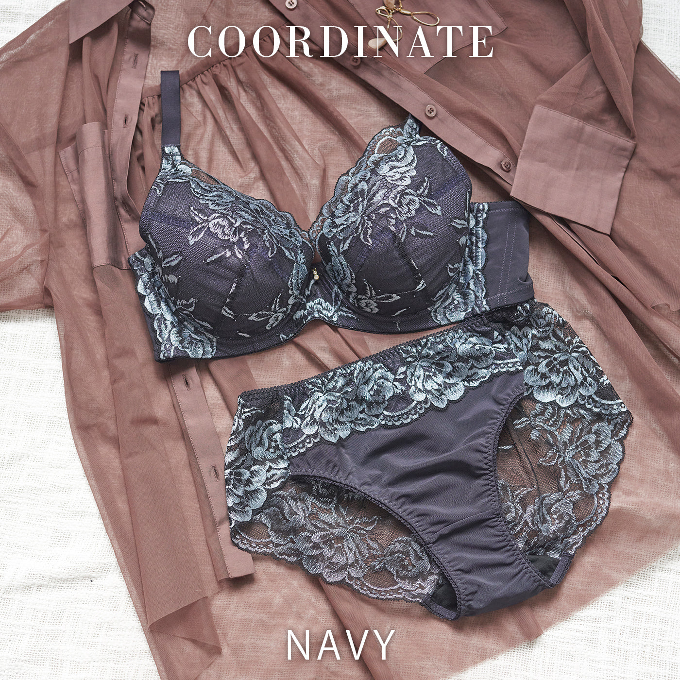 【LL～10L】しっかりホールド・美胸キーパーフルカップペアショーツ（ネイビー）_90562-36