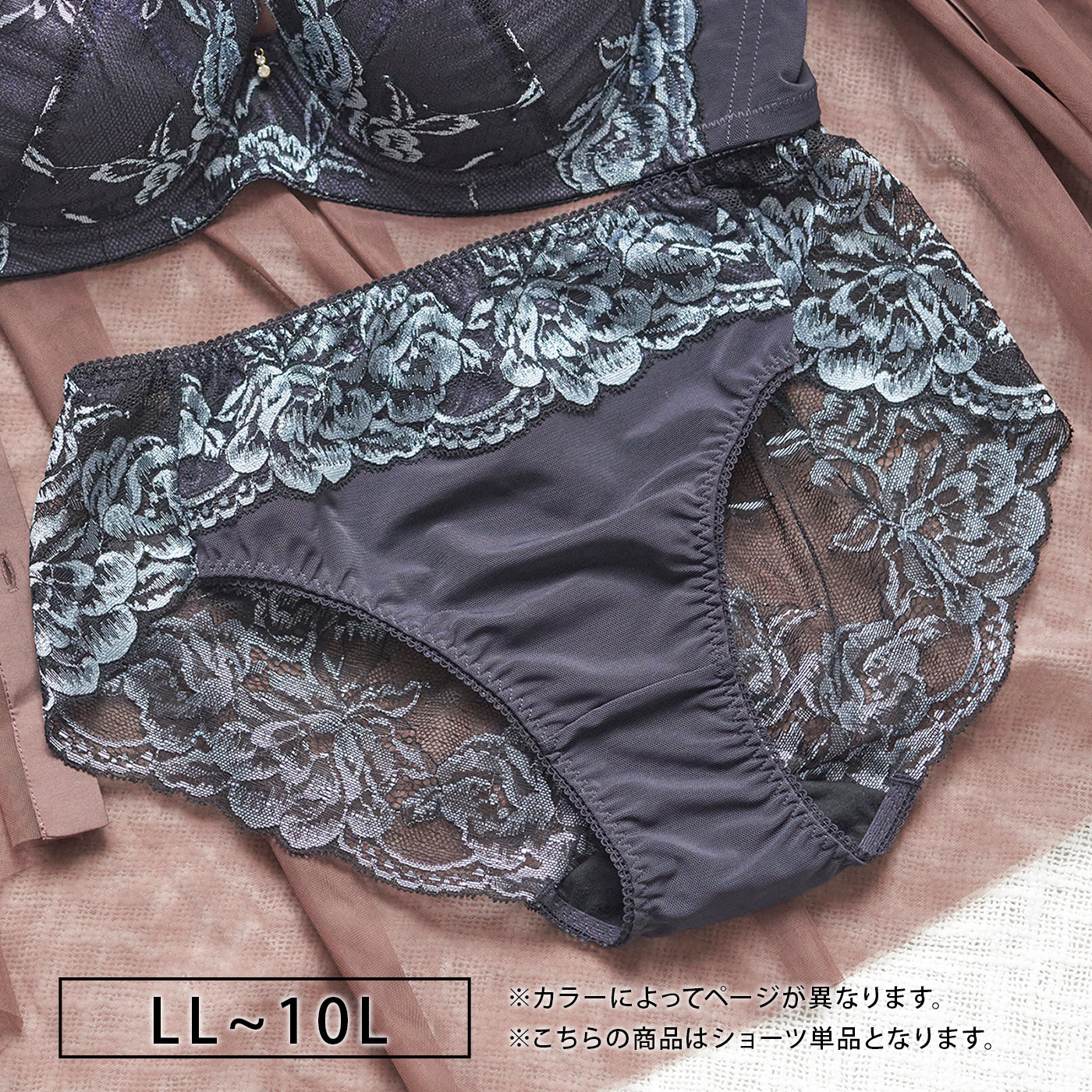 【LL～10L】しっかりホールド・美胸キーパーフルカップペアショーツ（ネイビー）_90562-36