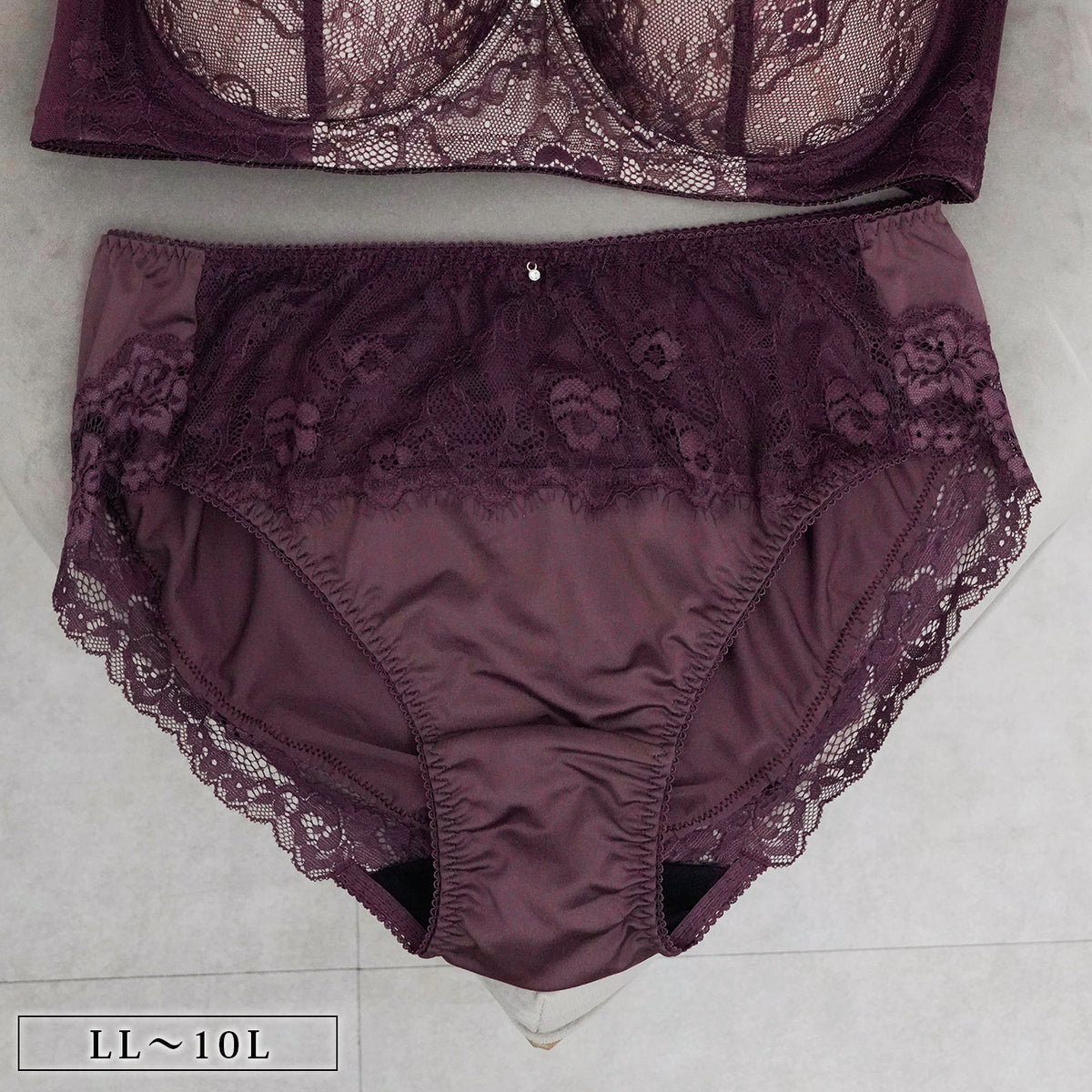 【LL〜10L】しっかりホールド・美胸キーパーフルカップペアショーツ(ワイン）_90567-14