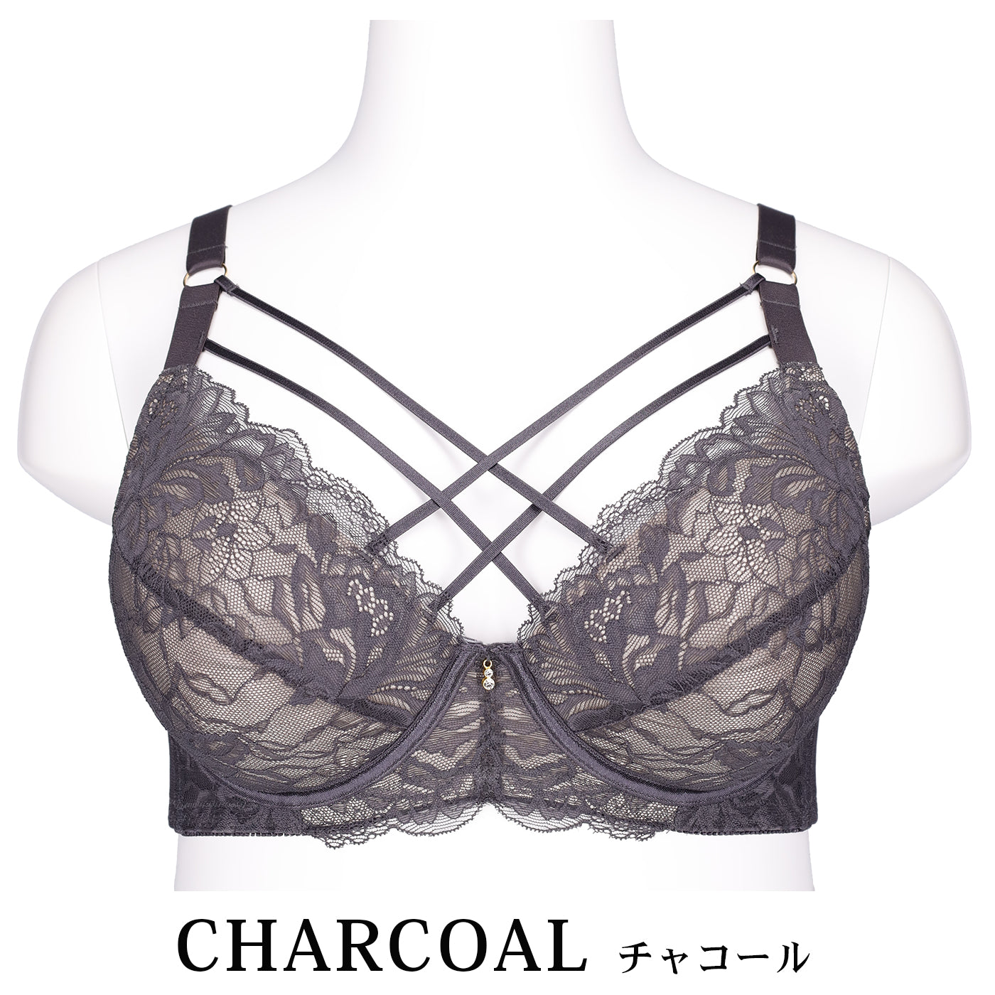 【C85～H105】しっかりホールド・美胸キーパー３/４カップブラ（チャコール）_90583-56