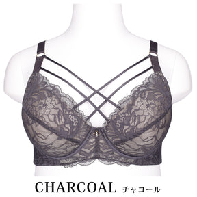 【C85～H105】しっかりホールド・美胸キーパー３/４カップブラ（チャコール）_90583-56