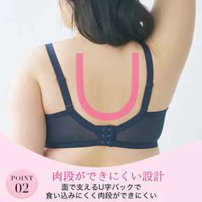 POINT02 面で支えるU字バック設計｜食い込みにくく肉段ができにくいバックスタイル