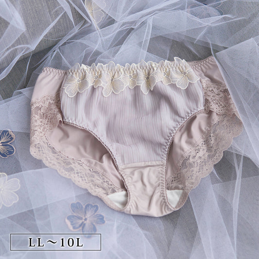 美胸キーパー ショーツ グレー｜大きいサイズ対応フラワー刺繍レースショーツ LL~10L