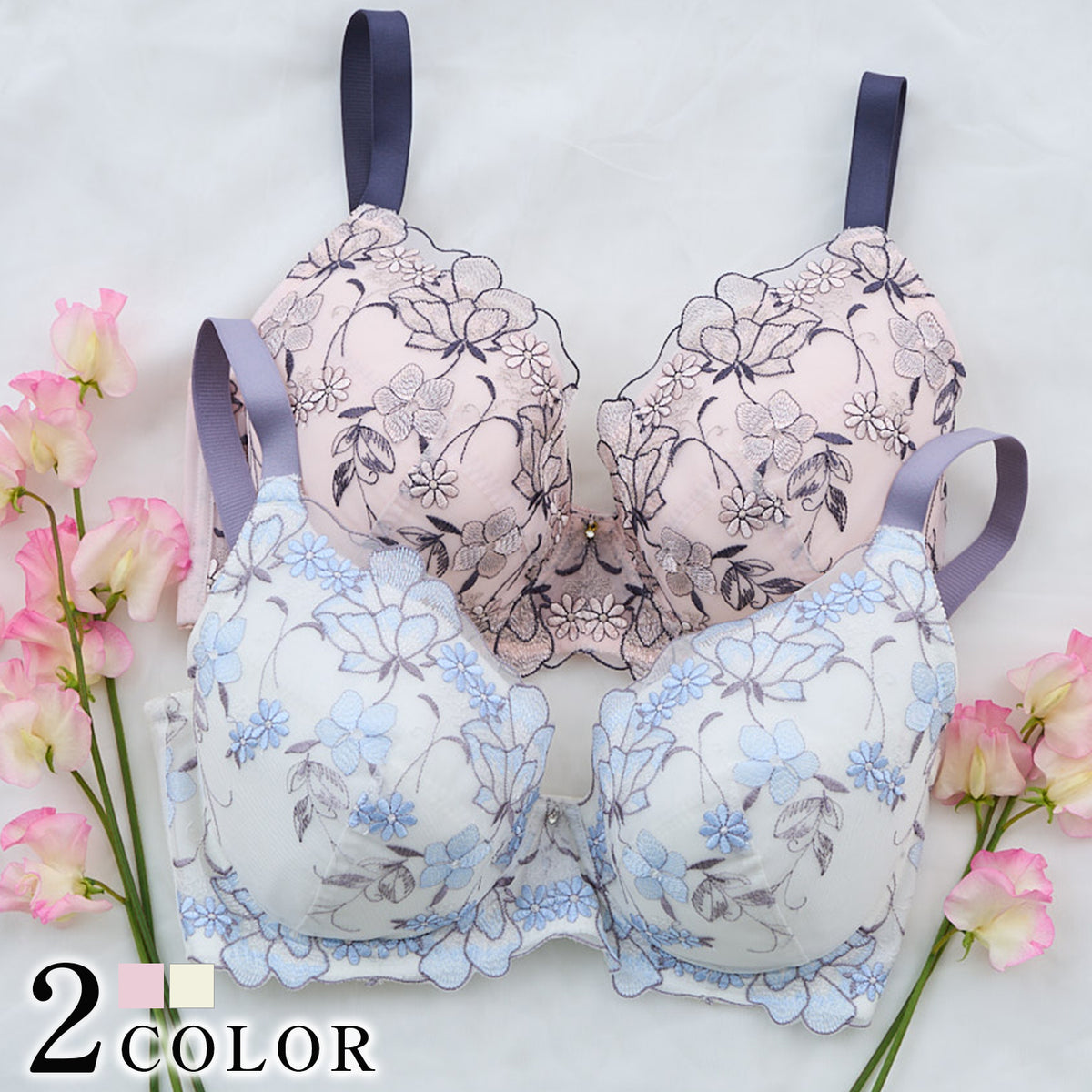 【C85〜H105】しっかりホールド・美胸キーパー3/4カップブラ（ピンク）_90597-42