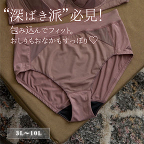 【3L〜10L】美胸キーパーグランリフトペアショーツ深ばきタイプ(トープ）_90604-57