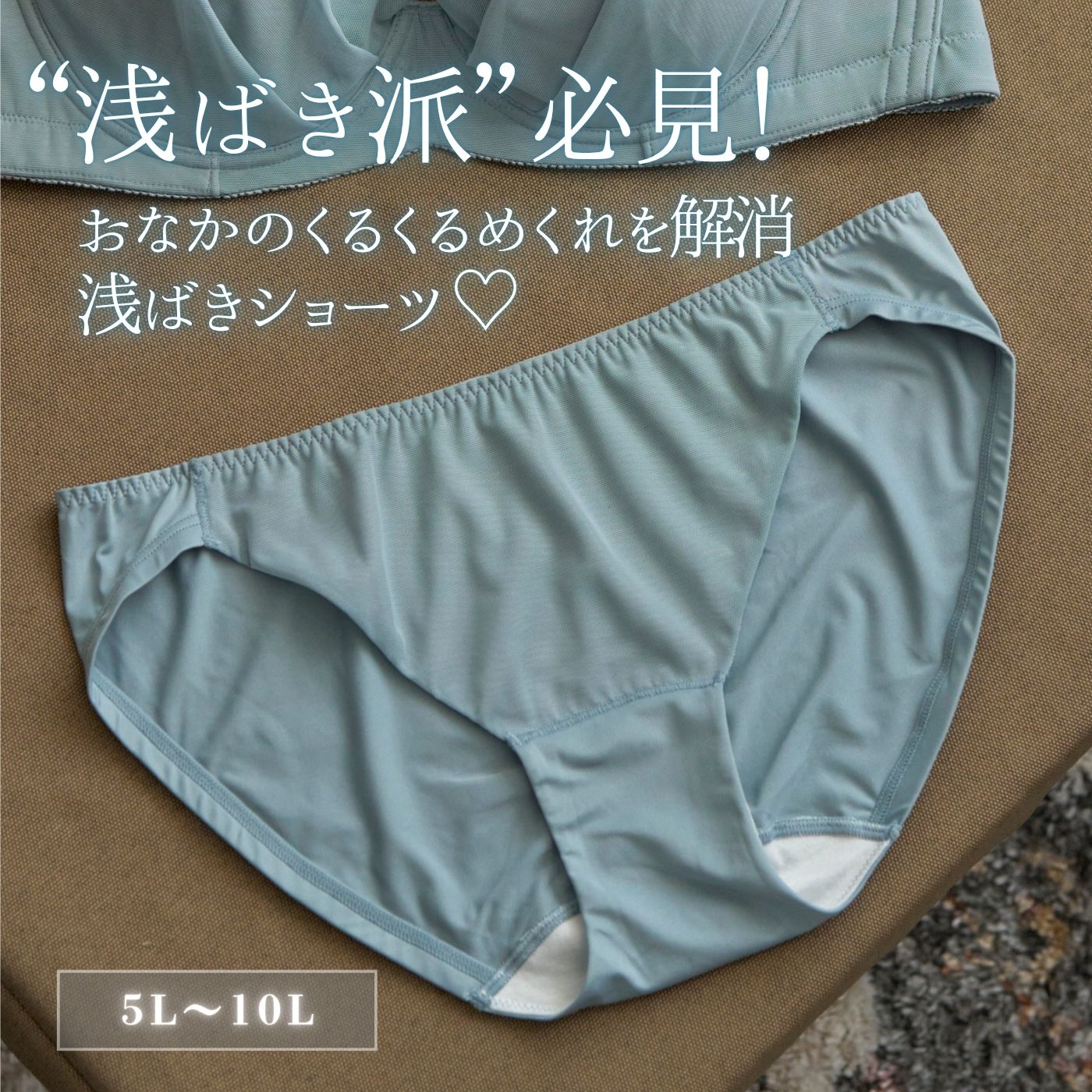 【5L〜10L】美胸キーパーグランリフトペアショーツ浅ばきタイプ(ブルーグレー）_90605-33