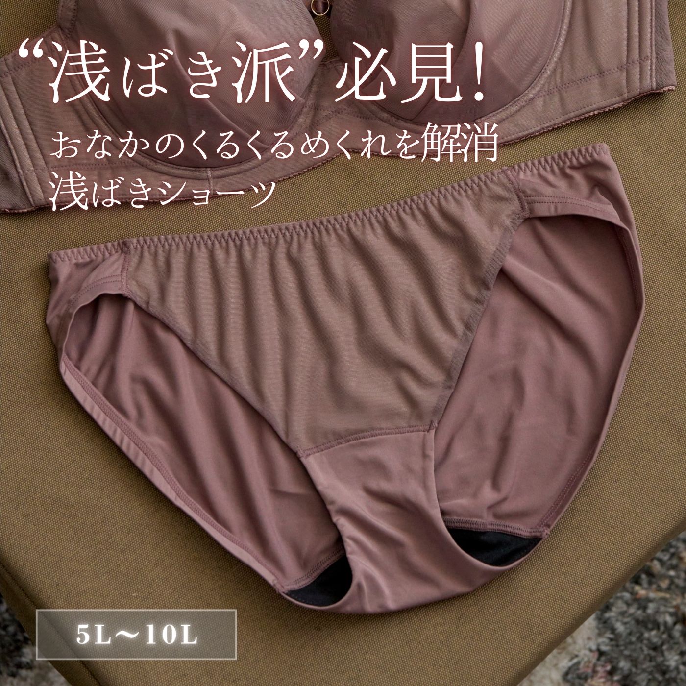 【5L〜10L】美胸キーパーグランリフトペアショーツ浅ばきタイプ(トープ）_90605-57