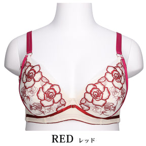 【C85〜H105】特別な日ランジェリー・美胸キーパー3/4カップブラ（レッド）_90608-15