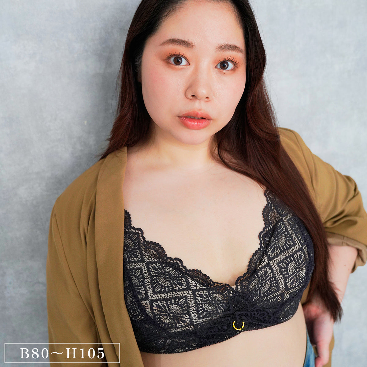 【B80〜H105】美胸ノンワイヤー＋（ダークネイビー）_90606-36