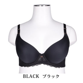 【C85～H105】しっかりホールド・美胸キーパー「つるんと」3/4カップブラ（ブラック）_90620-51
