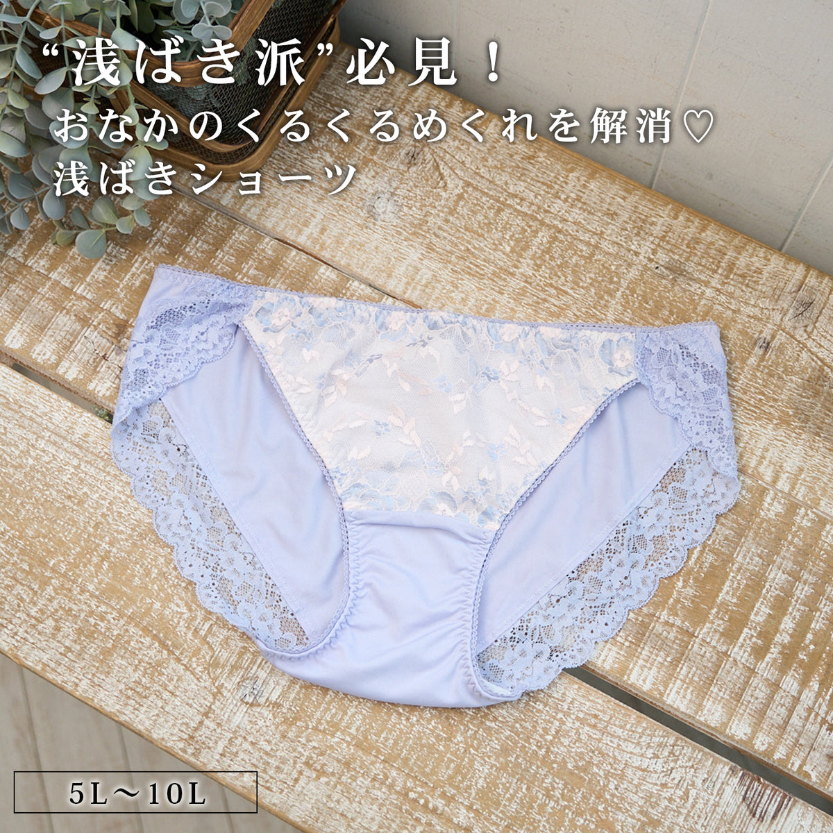 【5L～10L】美胸キーパーグランリフトペアショーツ浅ばきタイプ(サックス）_90624-30