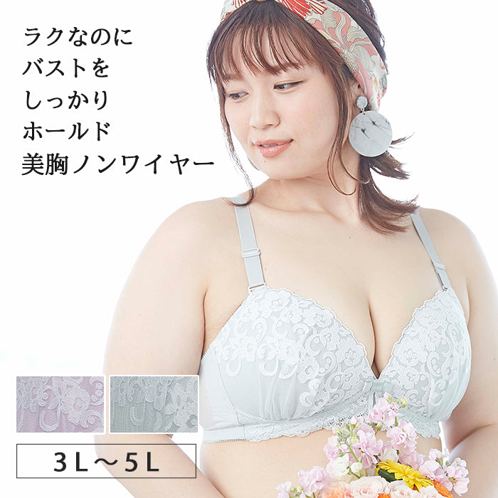 【3L～5L】楽してバストメイク・美胸ノンワイヤーブラ_90351